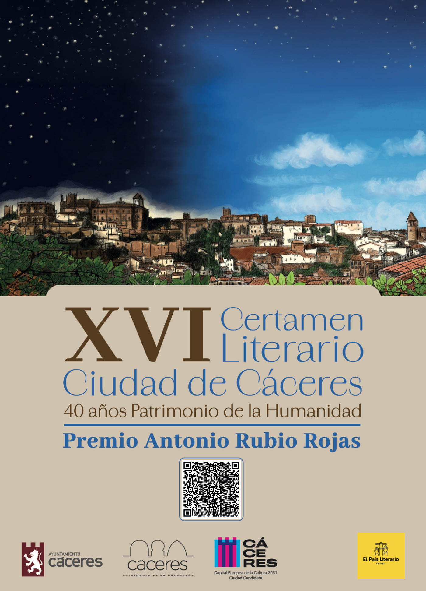XVI CERTAMEN LITERARIO CIUDAD DE CÁCERES “PREMIO ANTONIO RUBIO ROJAS” 2026 