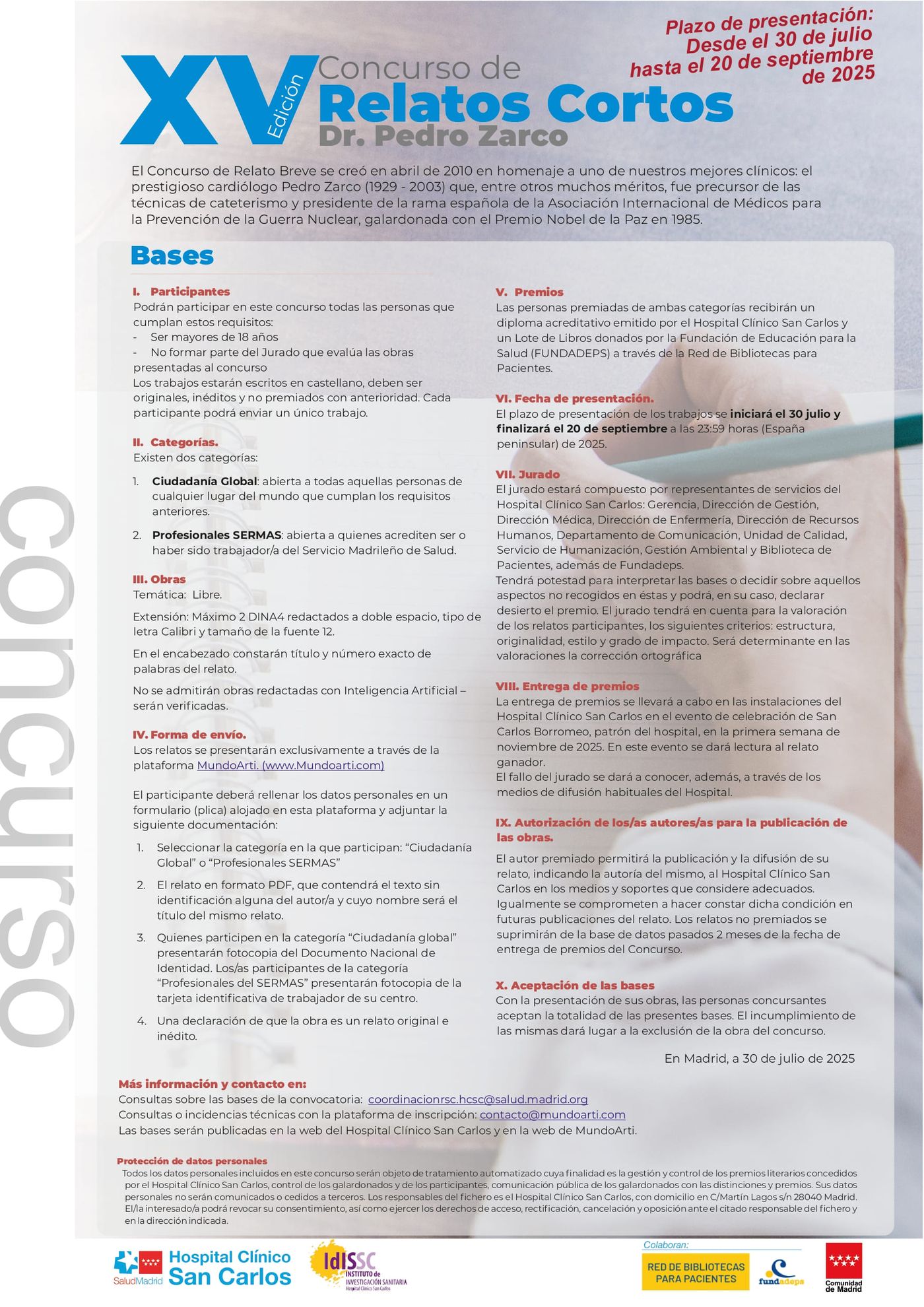 XV CONCURSO DE RELATO BREVE DR. PEDRO ZARCO 