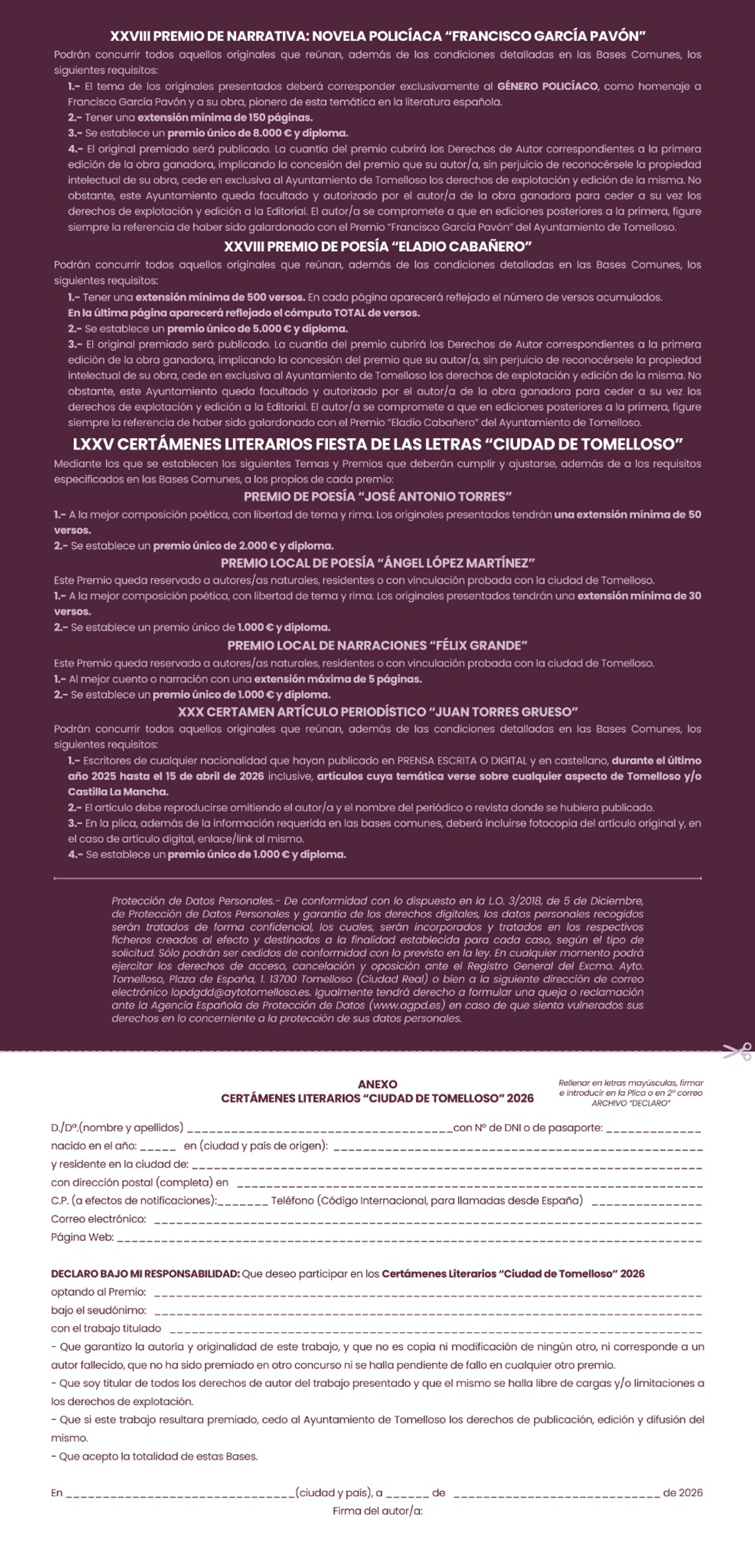 XXX CERTAMEN ARTÍCULO PERIODÍSTICO JUAN TORRES GRUESO 