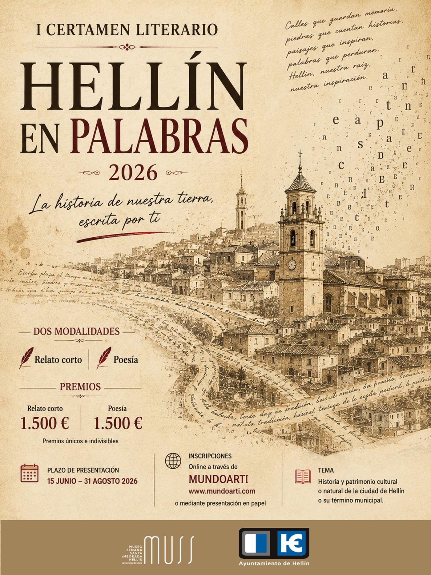 I CERTAMEN LITERARIO “HELLÍN EN PALABRAS” 2026 