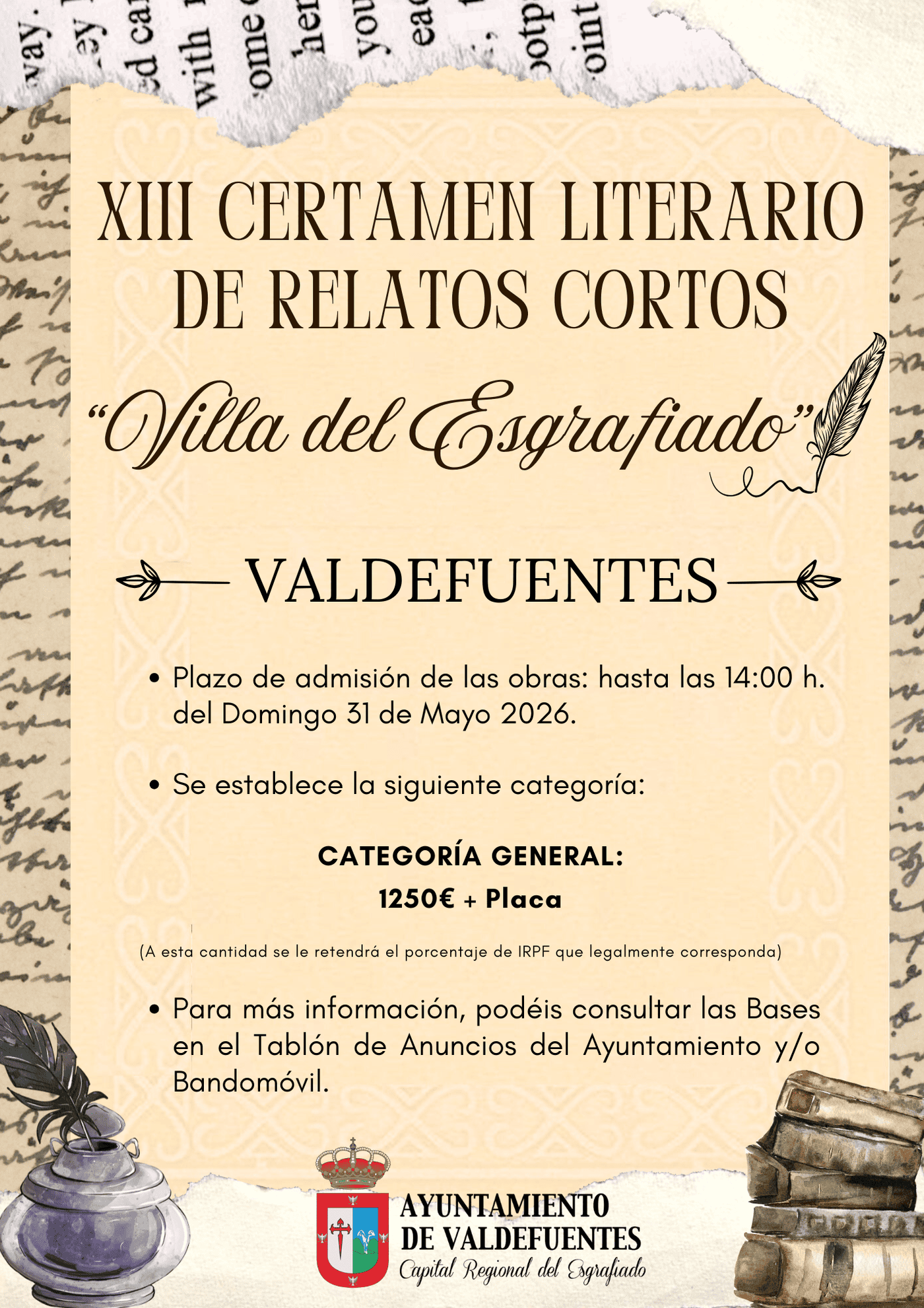 XIII CERTAMEN LITERARIO DE RELATOS CORTOS VILLA DEL ESGRAFIADO 