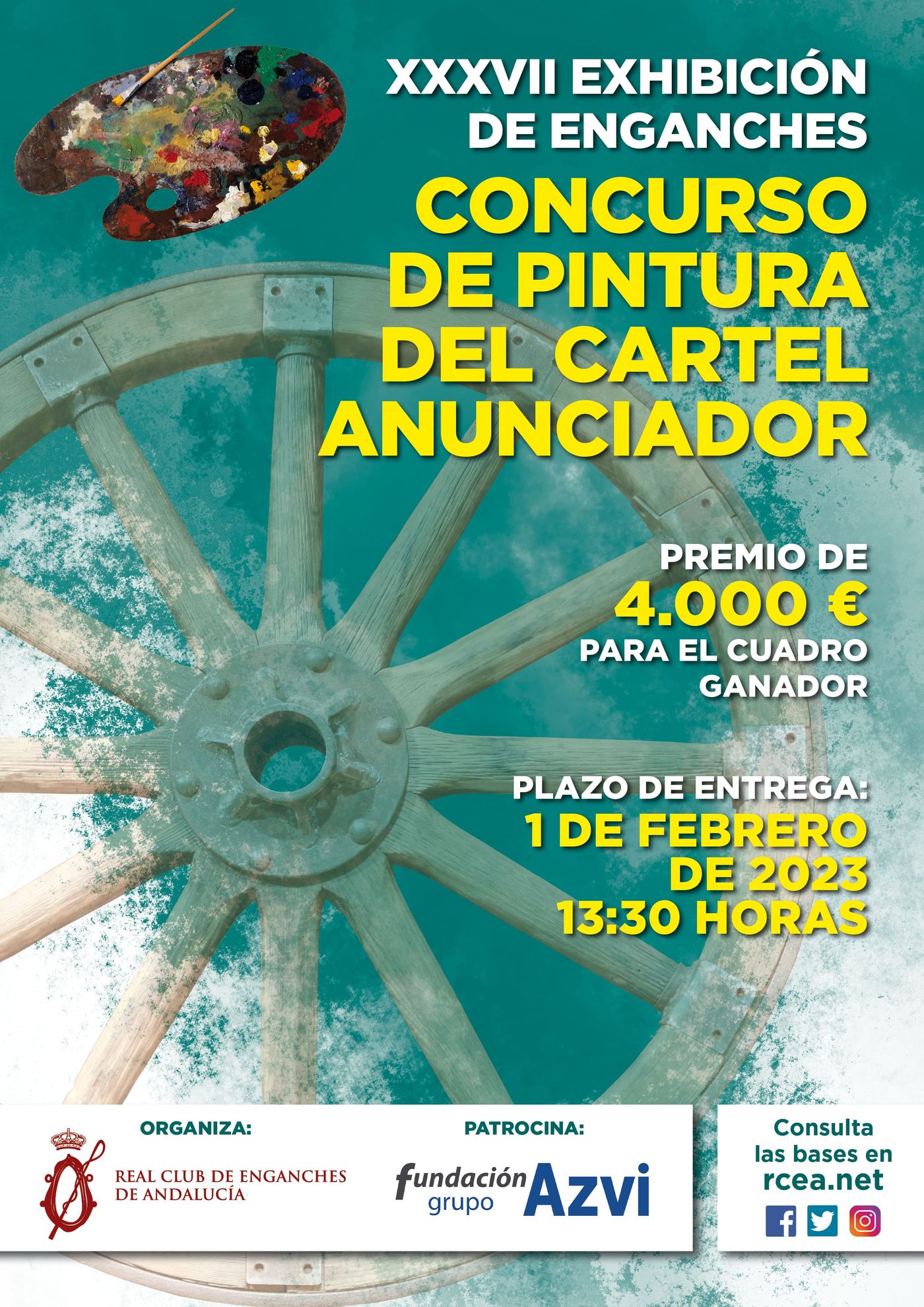 CARTEL ANUNCIADOR DE LA XXXVII EXHIBICIÓN DE ENGANCHES DE LA FERIA DE SEVILLA 2023 