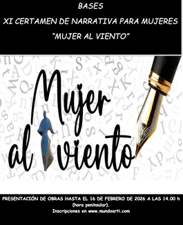 XI CERTAMEN NACIONAL DE NARRATIVA PARA MUJERES: “MUJER AL VIENTO” CIUDAD DE TORREJÓN DE ARDOZ
